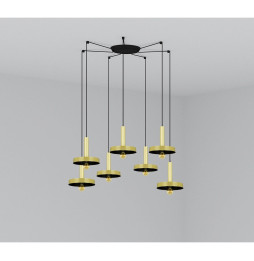 FARO - Luminaria suspendida WHIZZ oro satinado/negro E27 60W 7 lámparas