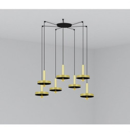 FARO - Luminaria suspendida WHIZZ oro satinado/negro E27 60W 7 lámparas