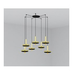 FARO - Luminaria suspendida WHIZZ oro satinado/negro E27 60W 7 lámparas
