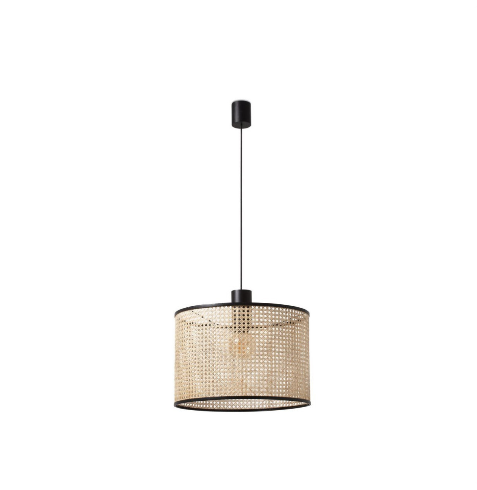 FARO - Luminaria suspendida MAMBO negro simple ratán E27 diámetro 450x313mm