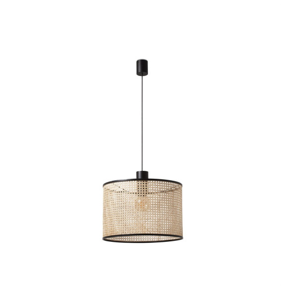FARO - Luminaria suspendida MAMBO negro simple ratán E27 diámetro 450x313mm