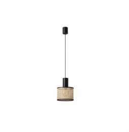 FARO - Luminaria suspendida MAMBO negro simple ratán E27 diámetro 210x200mm