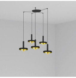 FARO - Luminaria suspendida WHIZZ negro/oro satinado E27 60W 5 lámparas