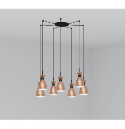 FARO - Luminaria suspendida RETRO 1xE14 20W 7 lámparas cobre