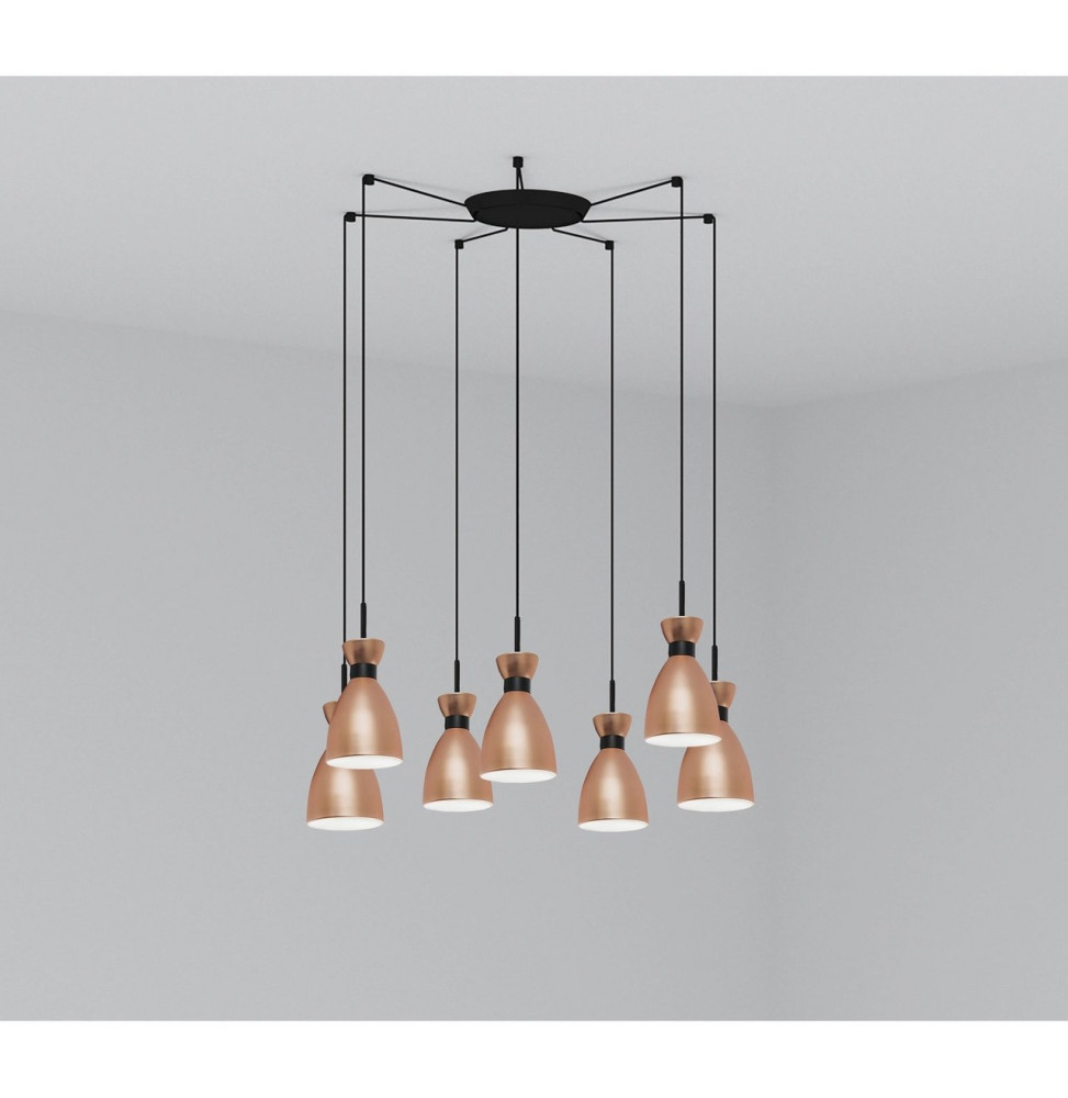 FARO - Luminaria suspendida RETRO 1xE14 20W 7 lámparas cobre