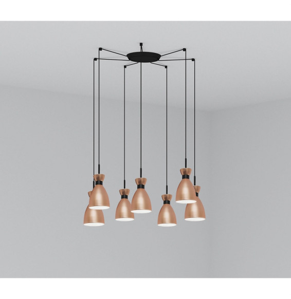 FARO - Luminaria suspendida RETRO 1xE14 20W 7 lámparas cobre