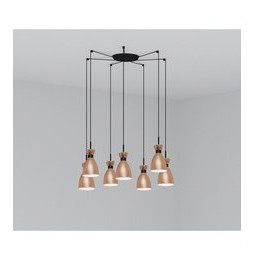FARO - Luminaria suspendida RETRO 1xE14 20W 7 lámparas cobre