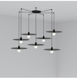 FARO - Luminaria suspendida PLAT negro E27 60W 7 lámparas