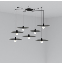 FARO - Luminaria suspendida PLAT negro E27 60W 7 lámparas