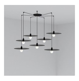 FARO - Luminaria suspendida PLAT negro E27 60W 7 lámparas