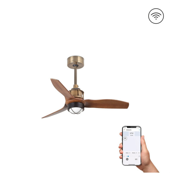 FARO - Ventilador JUST FAN XS diámetro 810mm oro viejo palas madera 17W 3000K S/R