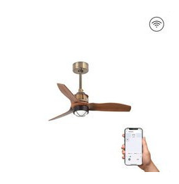 FARO - Ventilador JUST FAN XS diámetro 810mm oro viejo palas madera 17W 3000K S/R