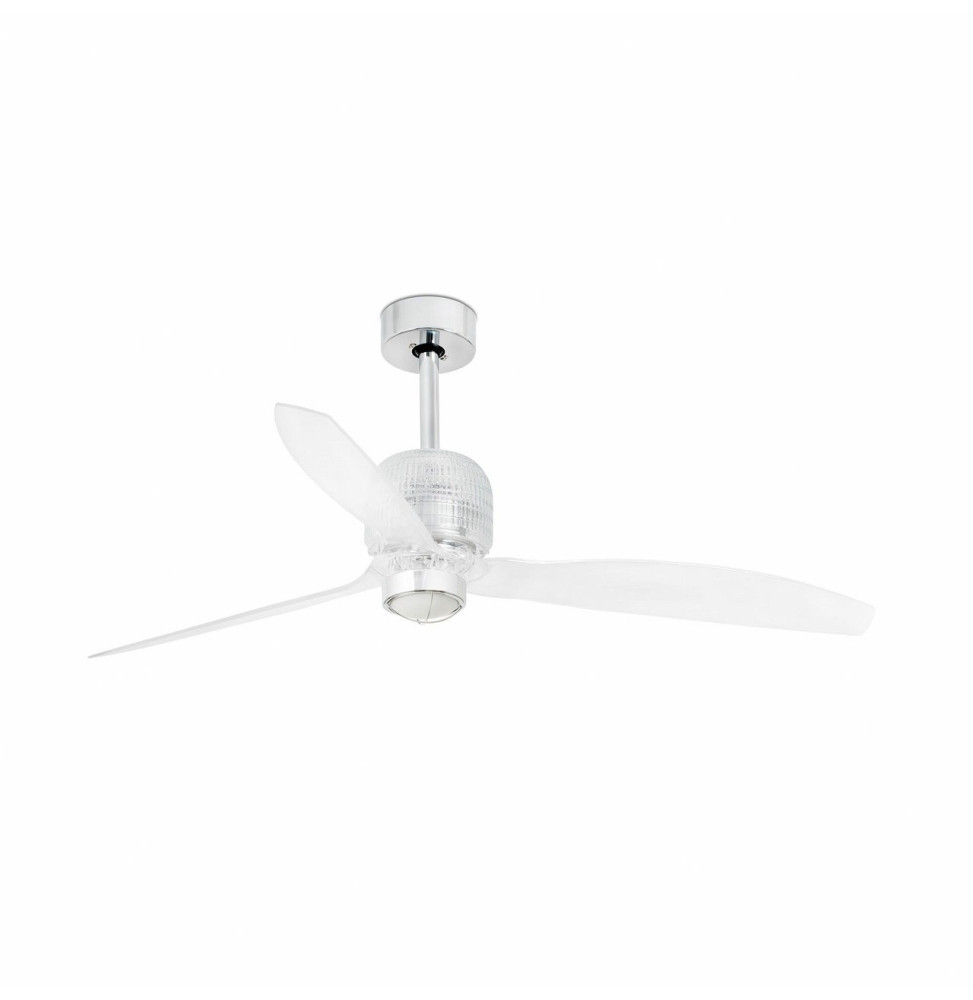 FARO - Ventilador DECO FAN 1280mm cromo 3 palas transparentes 17W 3000K