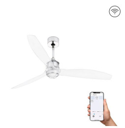 FARO - Ventilador JUST FAN 1280mm cromo palas transparentes 17W 3000K S/R