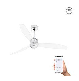 FARO - Ventilador JUST FAN 1280mm cromo palas transparentes 17W 3000K S/R