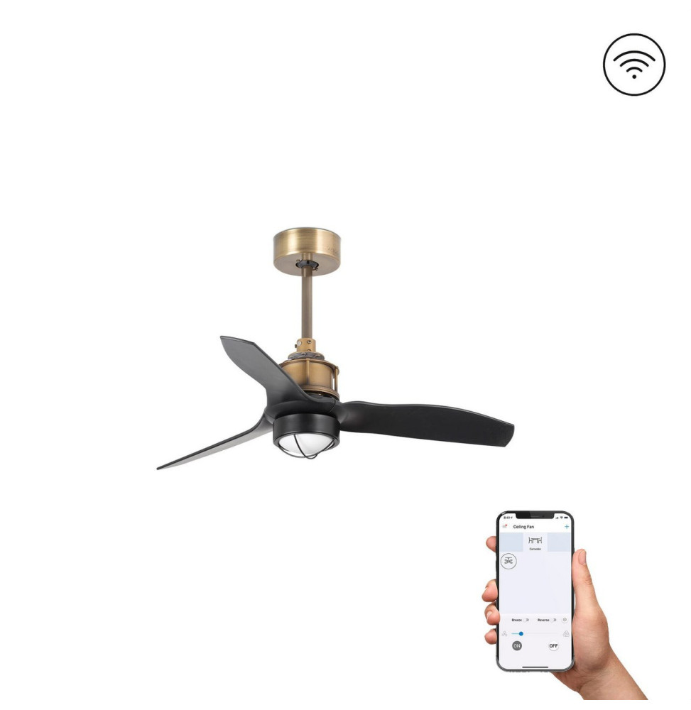 FARO - Ventilador JUST FAN XS diámetro 810mm oro viejo palas negras 17W 3000K S/R