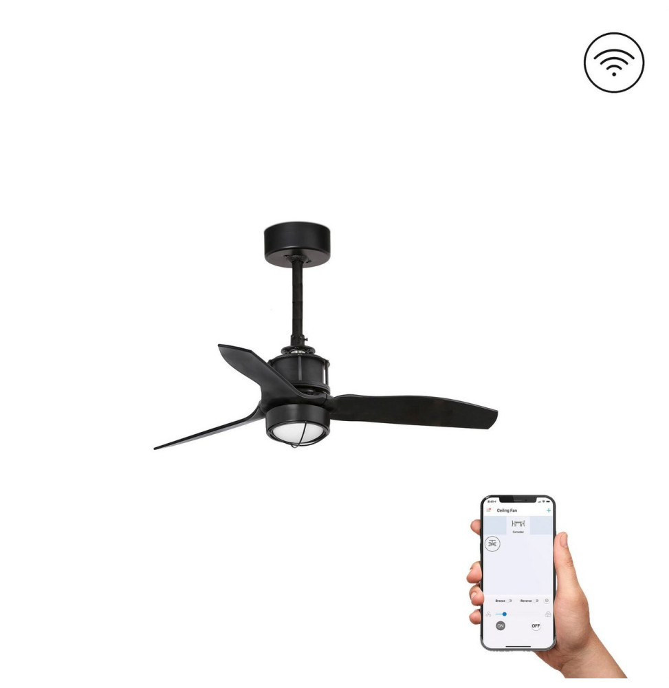 FARO - Ventilador JUST FAN XS diámetro 810mm negro palas negras 17W 3000K S/R