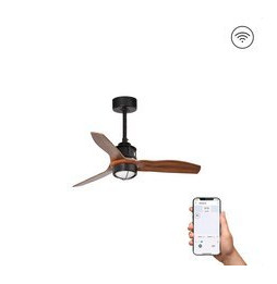 FARO - Ventilador JUST FAN XS diámetro 810mm negro palas madera 17W 3000K S/R