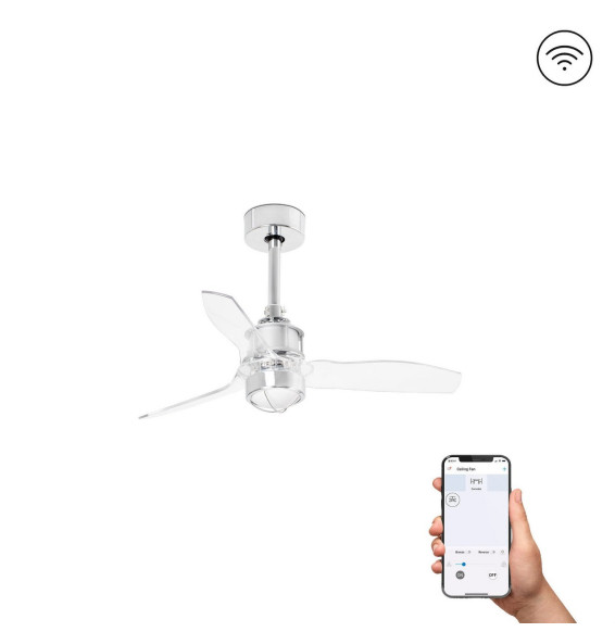 FARO - Ventilador JUST FAN XS diámetro 810mm cromo palas transparentes 17W 3000K S/R
