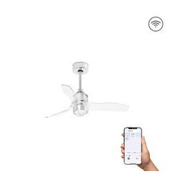 FARO - Ventilador JUST FAN XS diámetro 810mm cromo palas transparentes 17W 3000K S/R