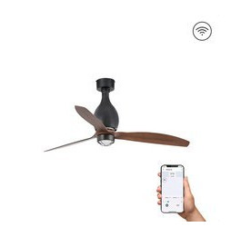 FARO - Ventilador mini ETERFAN 1280mm negro mate palas madera 17W 3000K S/R