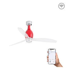 FARO - Ventilador mini ETERFAN 1280mm rojo brillo palas transparentes 17W 3000K S/R
