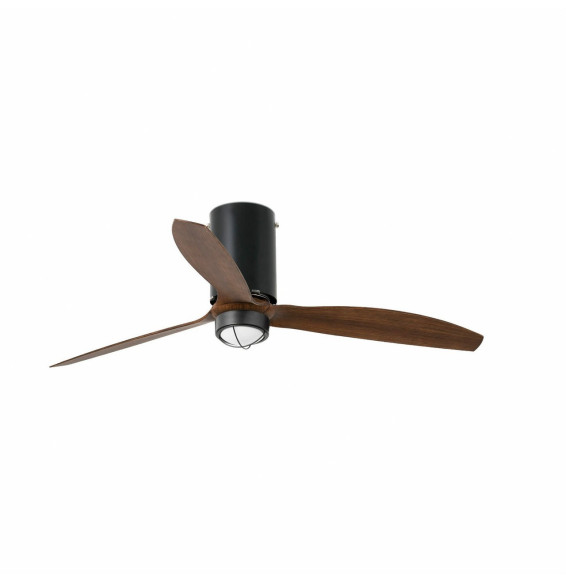 FARO - Ventilador mini TUBEFAN 1280mm negro mate palas madera 17W 3000K S/R