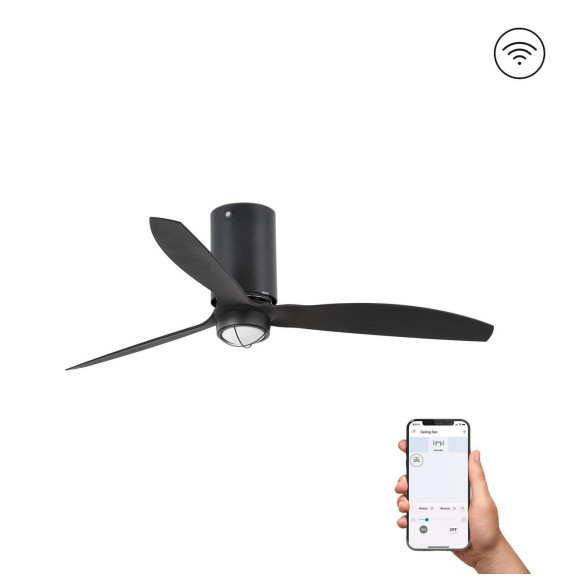 FARO - Ventilador mini TUBE FAN 1280mm negro mate palas negras 17W 3000K S/R