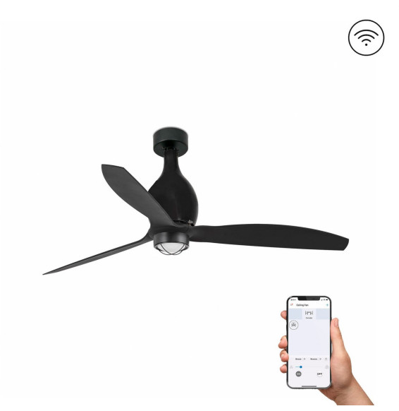 FARO - Ventilador mini ETERFAN 1280mm negro mate palas negras 17W 3000K S/R
