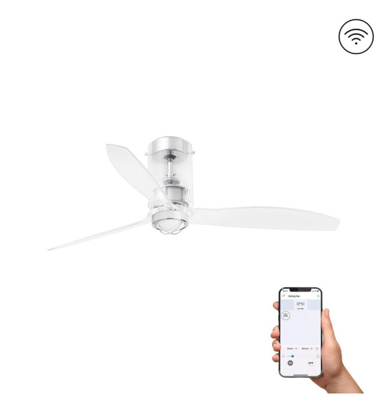 FARO - Ventilador mini TUBEFAN 1280mm cristal transparentes 17W 3000K S/R