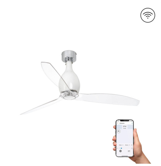 FARO - Ventilador mini ETERFAN 1280mm blanco brillo palas transparentes S/R