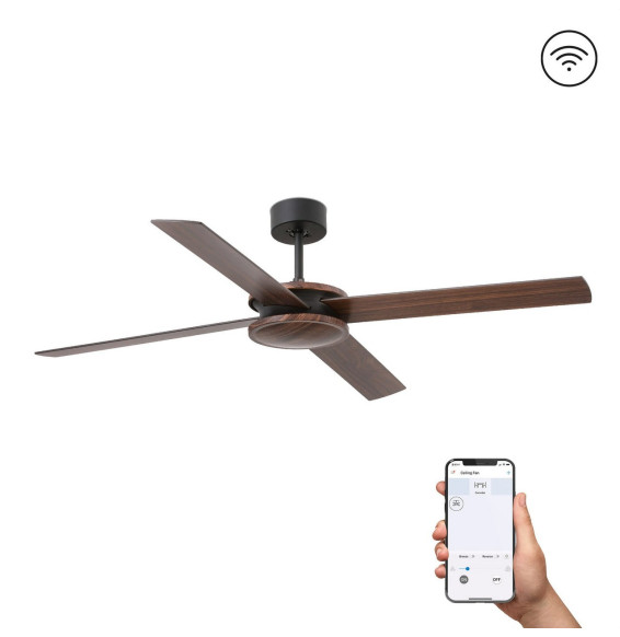FARO - Ventilador POLEA 1320mm 4 palas S/R marrón