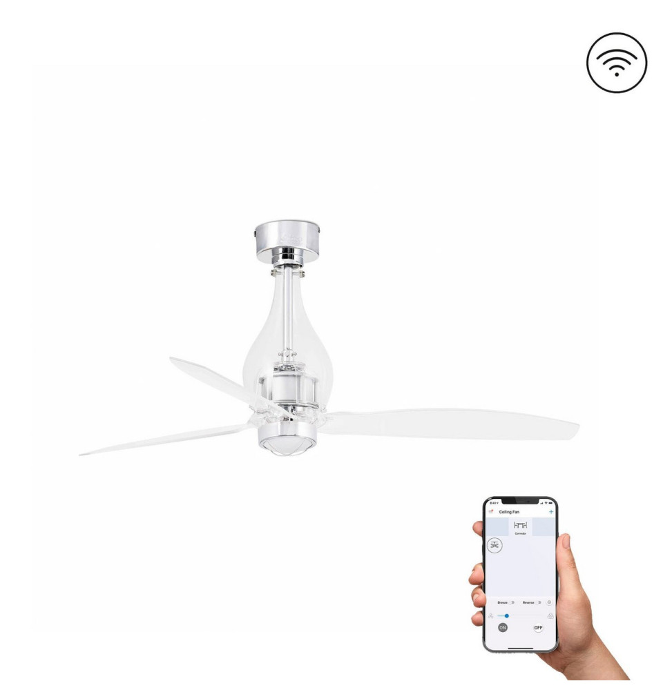 FARO - Ventilador mini ETERFAN 1280mm cristal palas 17W 3000K S/R