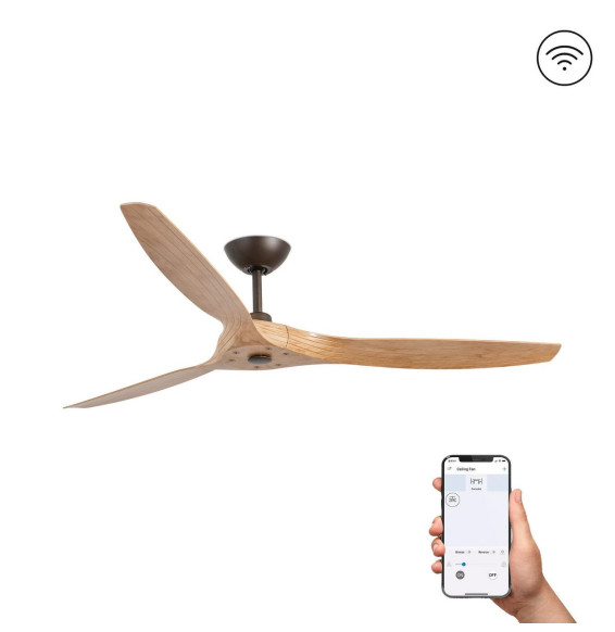 FARO - Ventilador MOREA diámetro 1520mm 3 palas S/R marrón claro