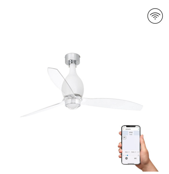 FARO - Ventilador mini ETERFAN 1280mm blanco mate palas transparentes 17W 3000K S/R