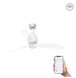 FARO - Ventilador mini ETERFAN 1280mm blanco mate palas transparentes 17W 3000K S/R