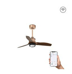 FARO - Ventilador JUST FAN XS diámetro 810mm cobre palas madera 17W 3000K S/R