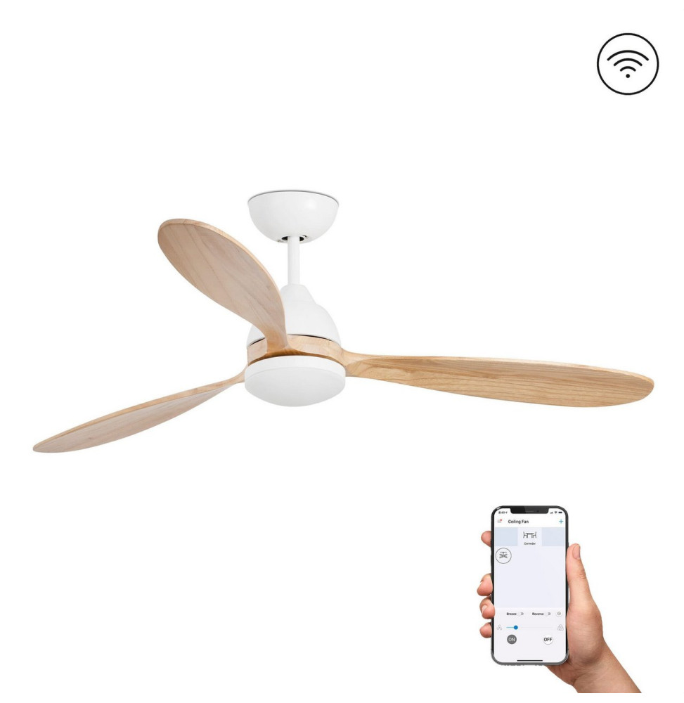 FARO - Ventilador POROS 1320mm 3 palas 15W LED 2700K S/R blanco