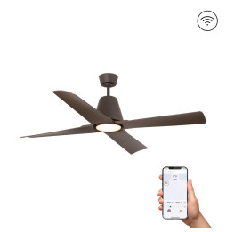 FARO - Ventilador TYPHOON diámetro 130 DC 4 palas 19W 3000K S/R marrón
