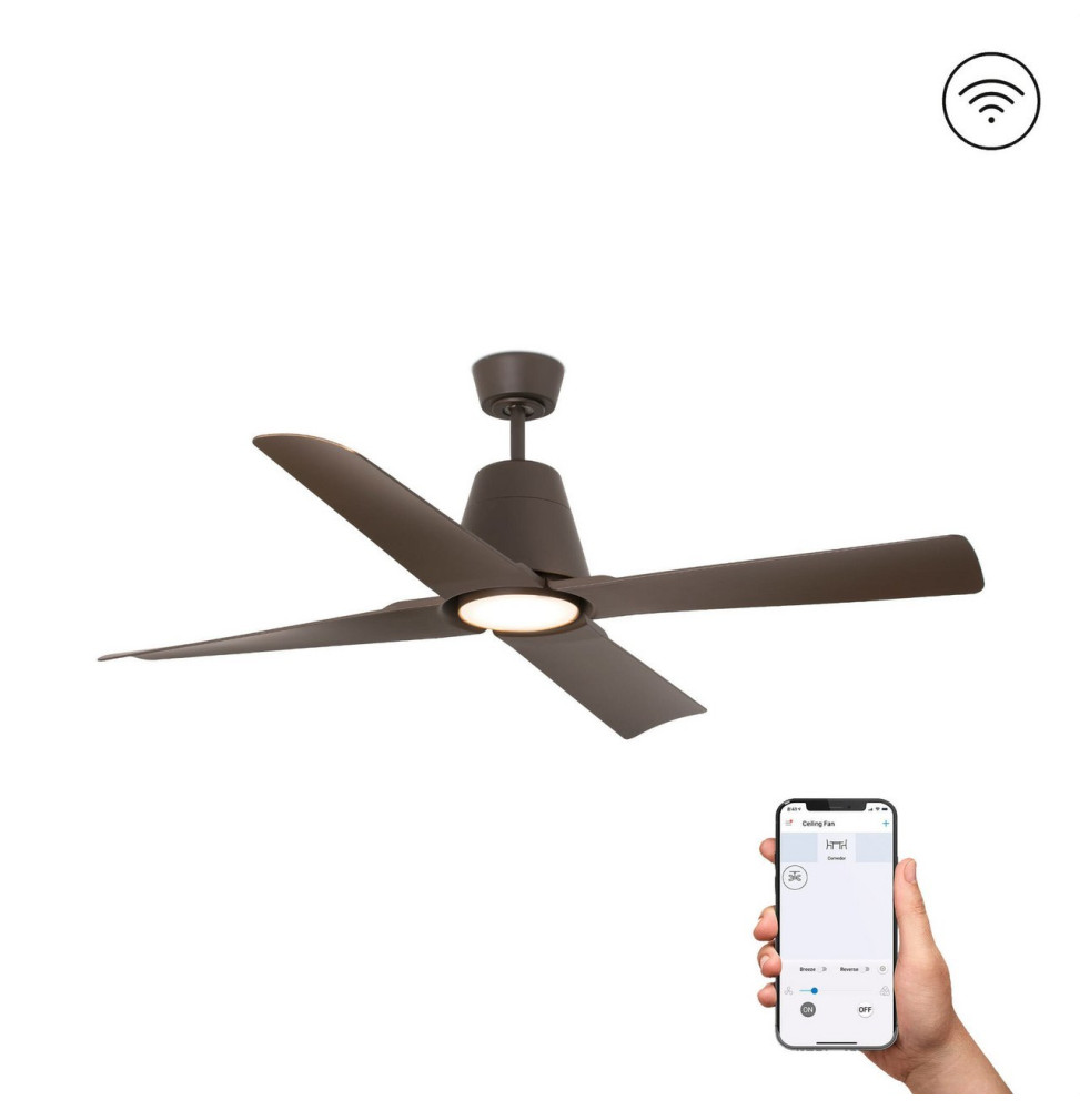 FARO - Ventilador TYPHOON diámetro 130 DC 4 palas 19W 3000K S/R marrón