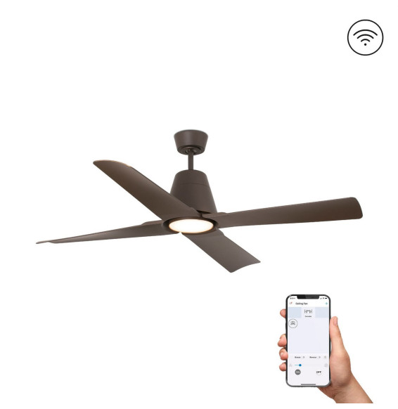 FARO - Ventilador TYPHOON diámetro 130 DC 4 palas 19W 3000K S/R marrón
