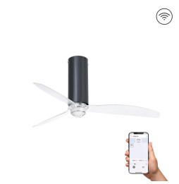 FARO - Ventilador TUBE FAN 1280mm negro brillo 3 palas 17W 3000K S/R