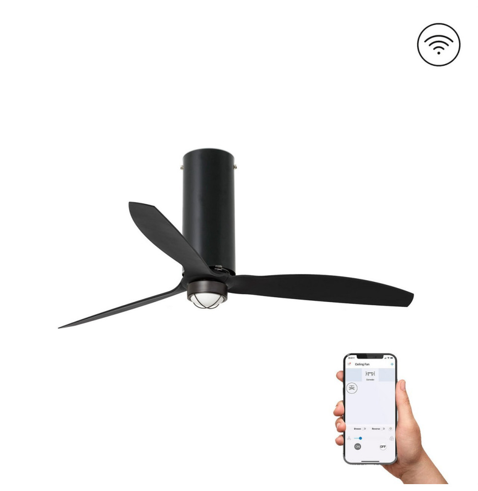 FARO - Ventilador TUBE FAN 1280mm negro mate 3 palas negras 17W 3000K S/R