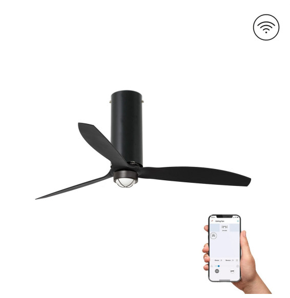 FARO - Ventilador TUBE FAN 1280mm negro mate 3 palas negras 17W 3000K S/R