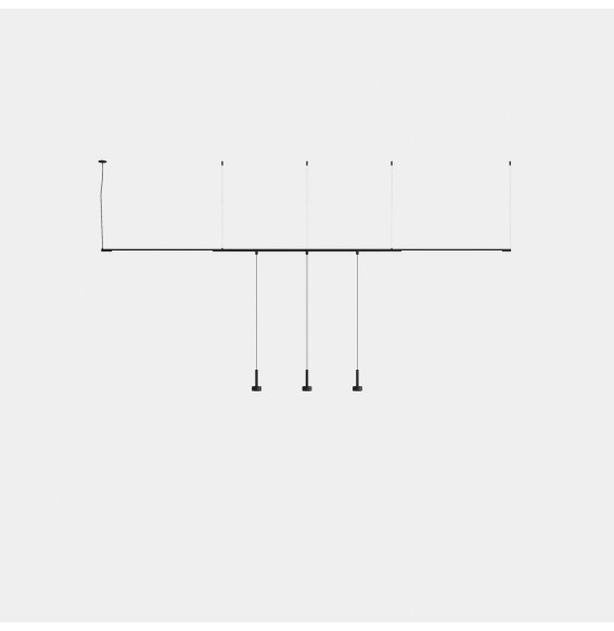 LedsC4 - Luminaria colgante Tubs Modular Lineal & Track con 3 Spothlights LED 37.5 3000K ON-OFF negro 1696lm