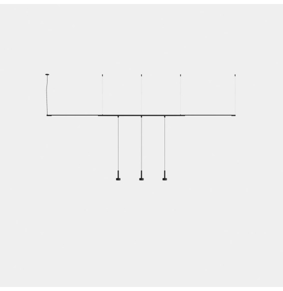 LedsC4 - Luminaria colgante Tubs Modular Lineal & Track con 3 Spothlights LED 37.5 3000K DALI negro 1696lm