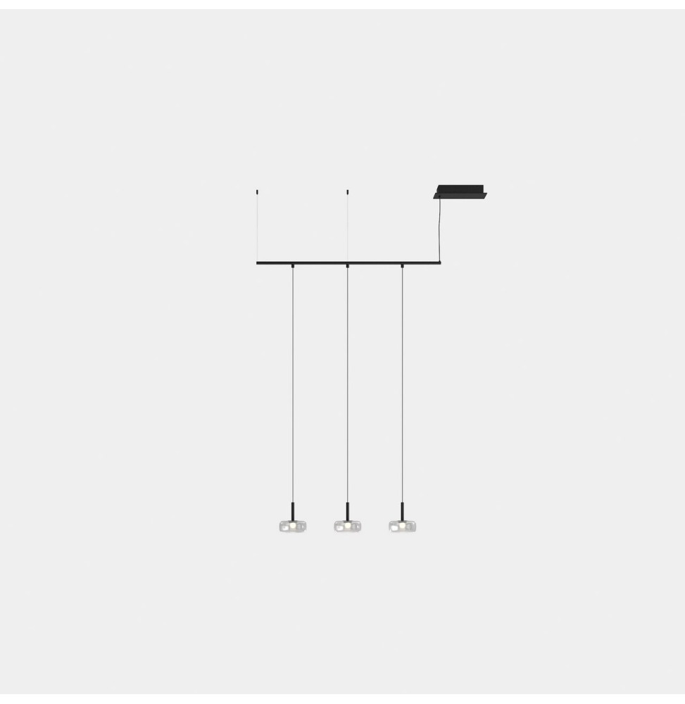 LedsC4 - Luminaria colgante Tubs Modular Track con 3 Ceilings LED 16 3000K ON-OFF negro 192lm