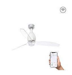 FARO - Ventilador mini ETERFAN 1280mm blanco brillo palas transparentes 17W 3000K S/R