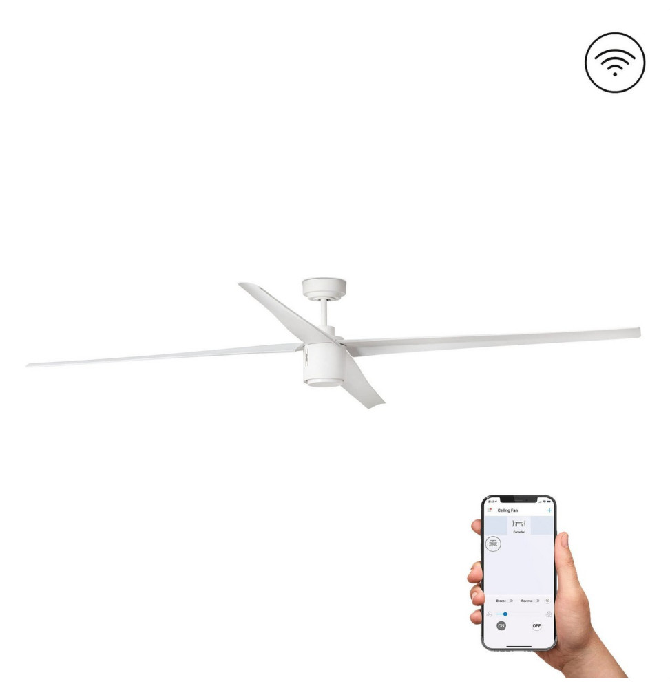 FARO - Ventilador techo ATTOS diámetro 2130mm blanco 4 palas LED 20W 3000K S/R