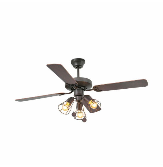 FARO - Ventilador YAKARTA diámetro 1210mm marrón 4 palas 3xE27 60W